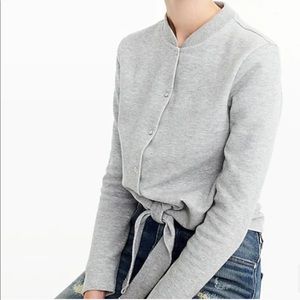 JCrew Heather Gray Tie-Front cardigan